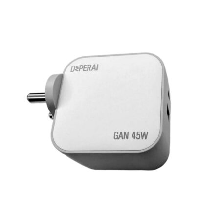 DeperAI 45W Dual Port GaN III Fast Charger A+C - MFi Certified, PD3.0 & UFCS Support iPhone, iPad, Android Devices (White and Grey)