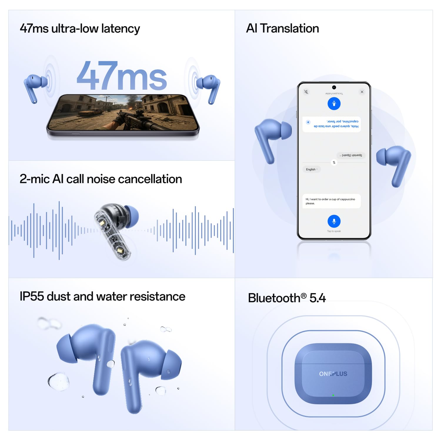 OnePlus Nord Buds 3r TWS Earbuds up to 54 Hours Playback, 2-mic Clear Calls, 3D Spatial Audio, AI Translation, 12.4mm Drivers, Dual-Device Connectivity, 47ms Low Latency - Ash Black, (Rejuvenated) - Image 11