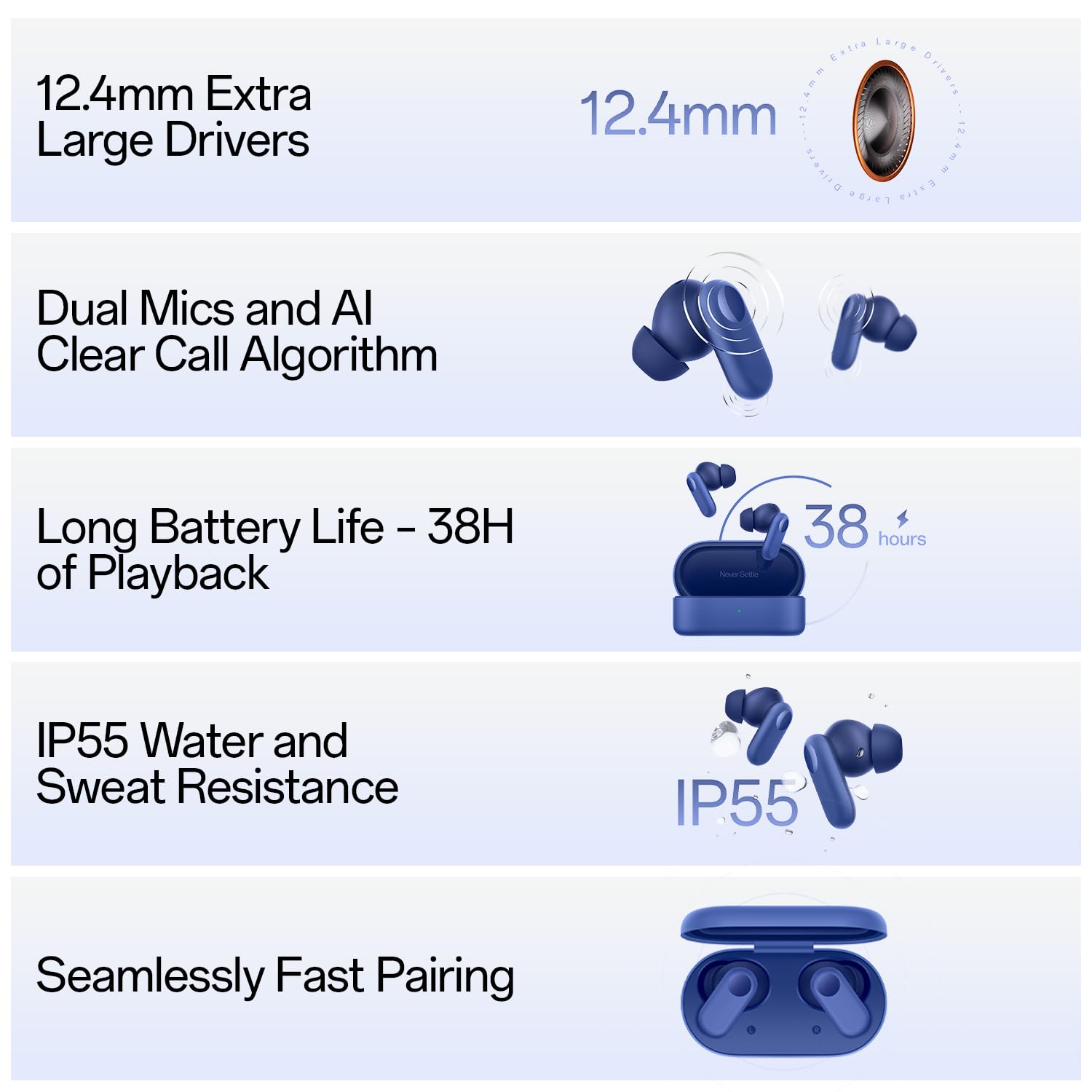 OnePlus Nord Buds 3r TWS Earbuds up to 54 Hours Playback, 2-mic Clear Calls, 3D Spatial Audio, AI Translation, 12.4mm Drivers, Dual-Device Connectivity, 47ms Low Latency - Ash Black, (Rejuvenated) - Image 12