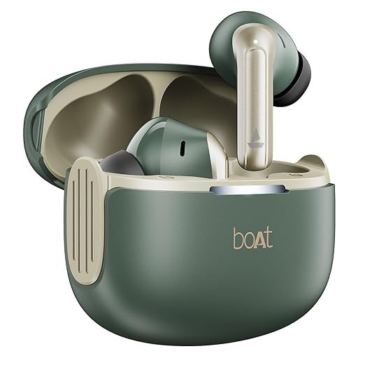 Boat Airdopes 219, 4Mics ENx, 40H Battery, Best in Segment for Calling, Stream Ad Free Music via App Support, Bluetooth Earbuds, TWS Ear Buds Wireless Earphones with mic (Forest Sage)