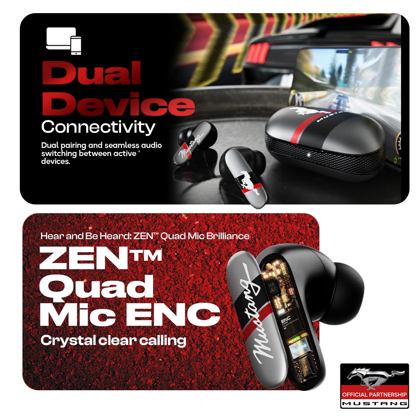 GOBOULT Mustang Dyno Earbuds with 60H Playtime, App Support, Dual Pairing, 4 Mics ENC, 45ms Low Latency, 13mm Drivers, Touch Controls, Made in India, IPX5 Ear Buds Wireless (Dyno Silver | Blue | Green | Silver | Yellow) - Image 7
