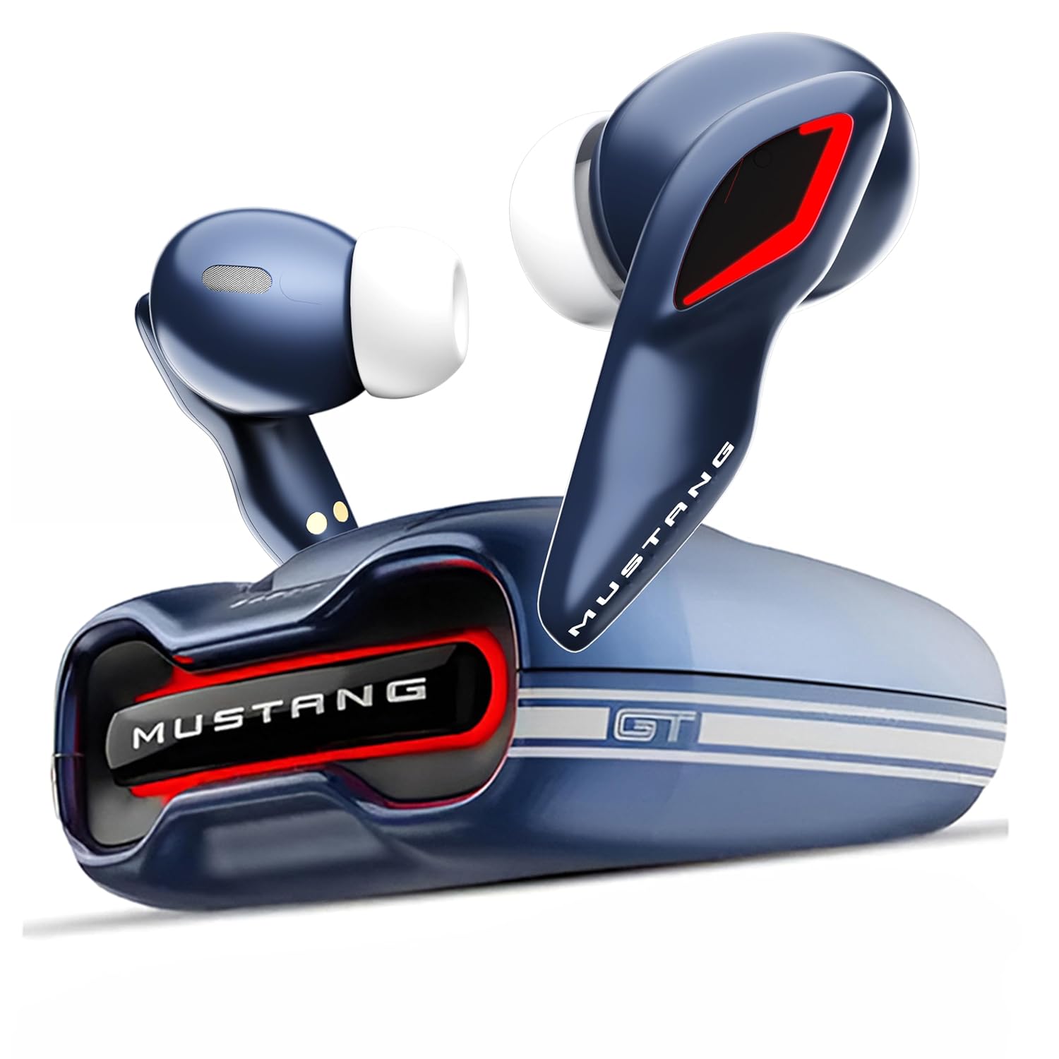 GOBOULT Mustang Dyno Earbuds with 60H Playtime, App Support, Dual Pairing, 4 Mics ENC, 45ms Low Latency, 13mm Drivers, Touch Controls, Made in India, IPX5 Ear Buds Wireless (Dyno Silver | Blue | Green | Silver | Yellow) - Image 2