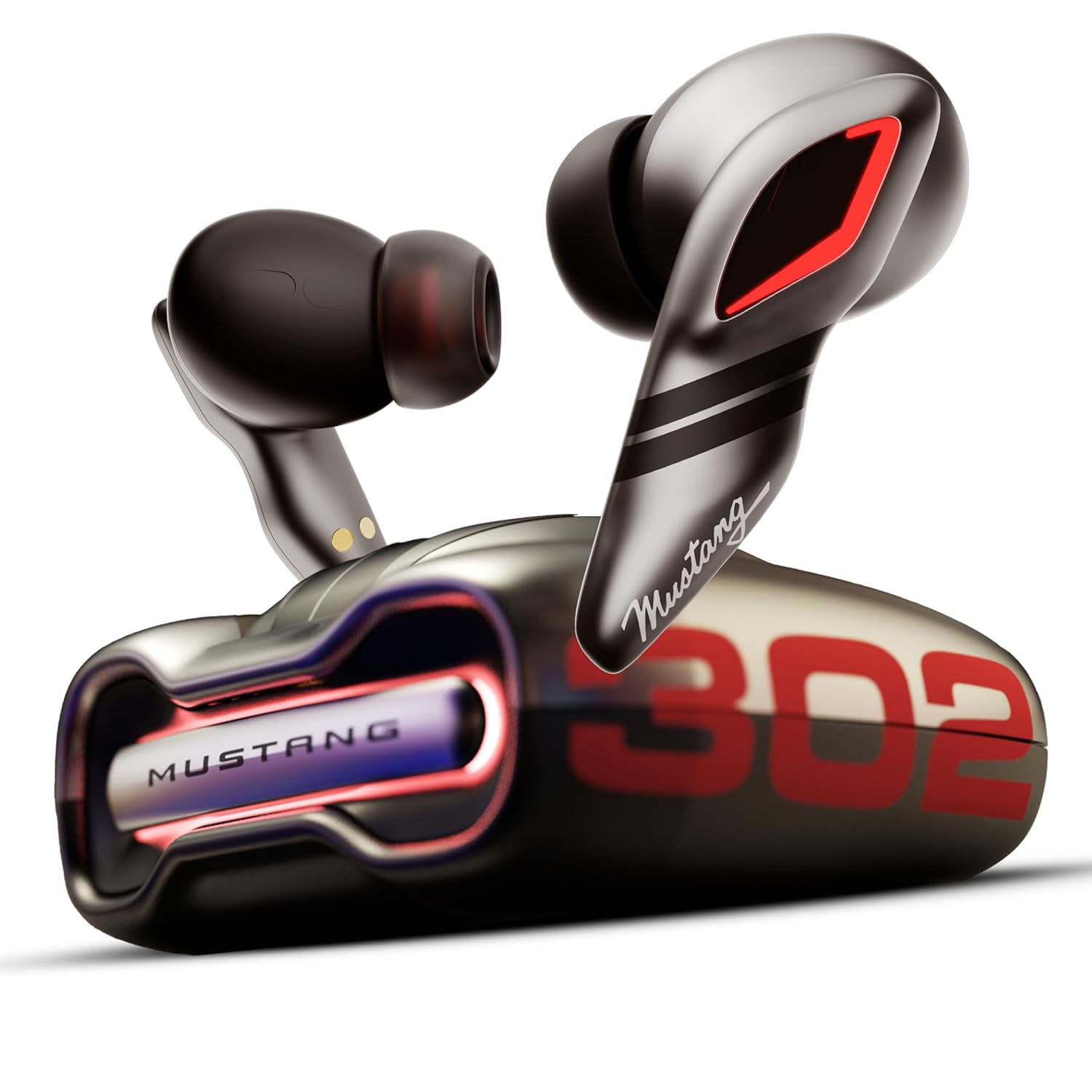 GOBOULT Mustang Dyno Earbuds with 60H Playtime, App Support, Dual Pairing, 4 Mics ENC, 45ms Low Latency, 13mm Drivers, Touch Controls, Made in India, IPX5 Ear Buds Wireless (Dyno Silver | Blue | Green | Silver | Yellow) - Image 3