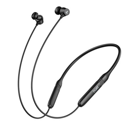 Boat Rockerz 301 ANC, (~30dB) ANC, 13mm Drivers,ENx, 40ms Low Latency, Hall Switch, Stream Ad Free Music via App Support, Bluetooth Neckband, Wireless with Mic Earphones (Onyx Black | Green)