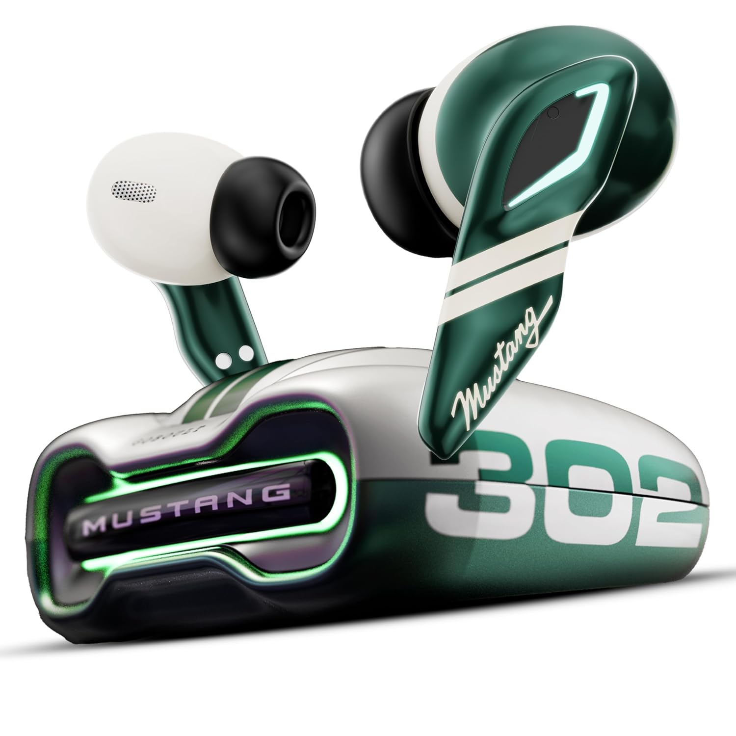 GOBOULT Mustang Dyno Earbuds with 60H Playtime, App Support, Dual Pairing, 4 Mics ENC, 45ms Low Latency, 13mm Drivers, Touch Controls, Made in India, IPX5 Ear Buds Wireless (Dyno Silver | Blue | Green | Silver | Yellow) - Image 4