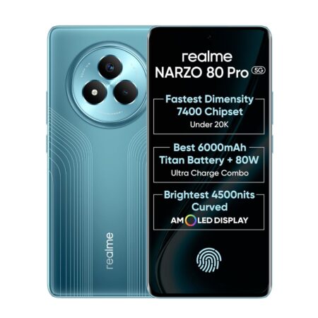 realme NARZO 80 Pro 5G (Speed Silver,8GB+128GB) | Segment's 1st MediaTek Dimensity 7400 Chipset | 6000mAh Titan Battery + 80W Ultra Charge | 4500nits HyperGlow Esports Display | IP69 Waterproof