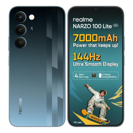 Realme narzo 100 Lite 5G (Frost Silver,4GB+128GB) | 7000mAh Titan Battery | 4 Years, Zero Lag | 144 Hz Ultra Smooth Display | 6 nm Octa-core 5G Chipset | Color Pop Design | VC Cooling
