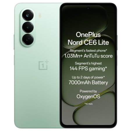 OnePlus Nord CE6 Lite | 6GB+128GB | Vivid Mint | Segment's Fastest Dimensity 7400 Apex Processor | 7000mAh Battery | Segment's Highest 144Hz Refresh Rate | 50MP Main Camera, 4K Video Recording